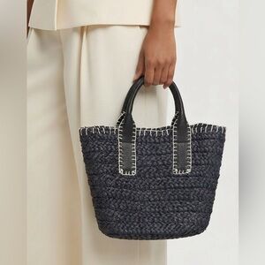 Universal Thread Black Woven Tote with White Stitching